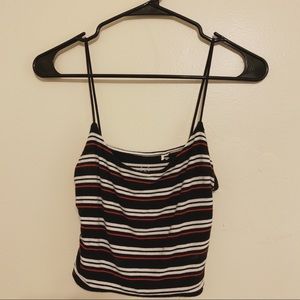 PacSun black red and white striped crop tank top